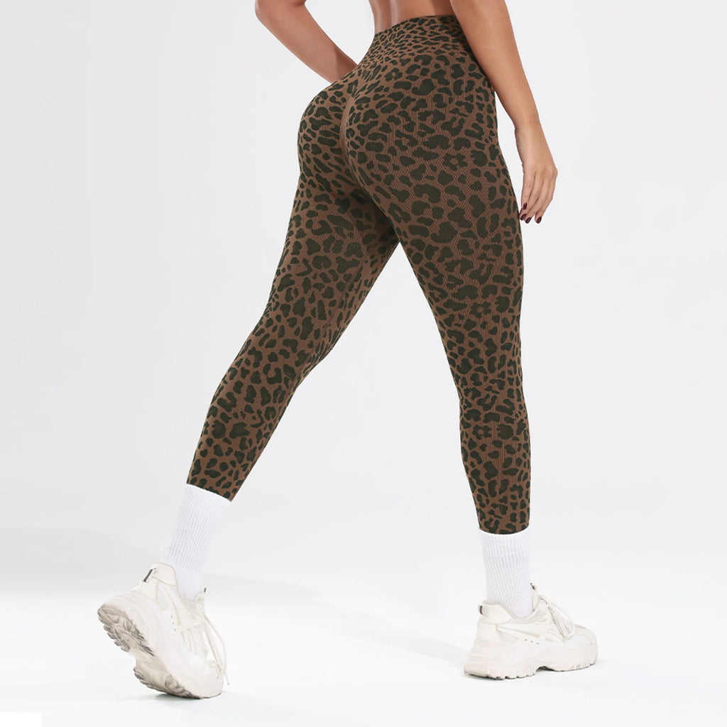 Leopard Print Seamless Yoga Pants High Waist Tummy Control Butt Lifting Sports Leggings Leggings Workout Tights for Women