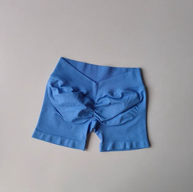 Seamless Workout Shorts for Women, V-Waistband Tight Fit Shorts, 3-Inch Yoga Running Shorts