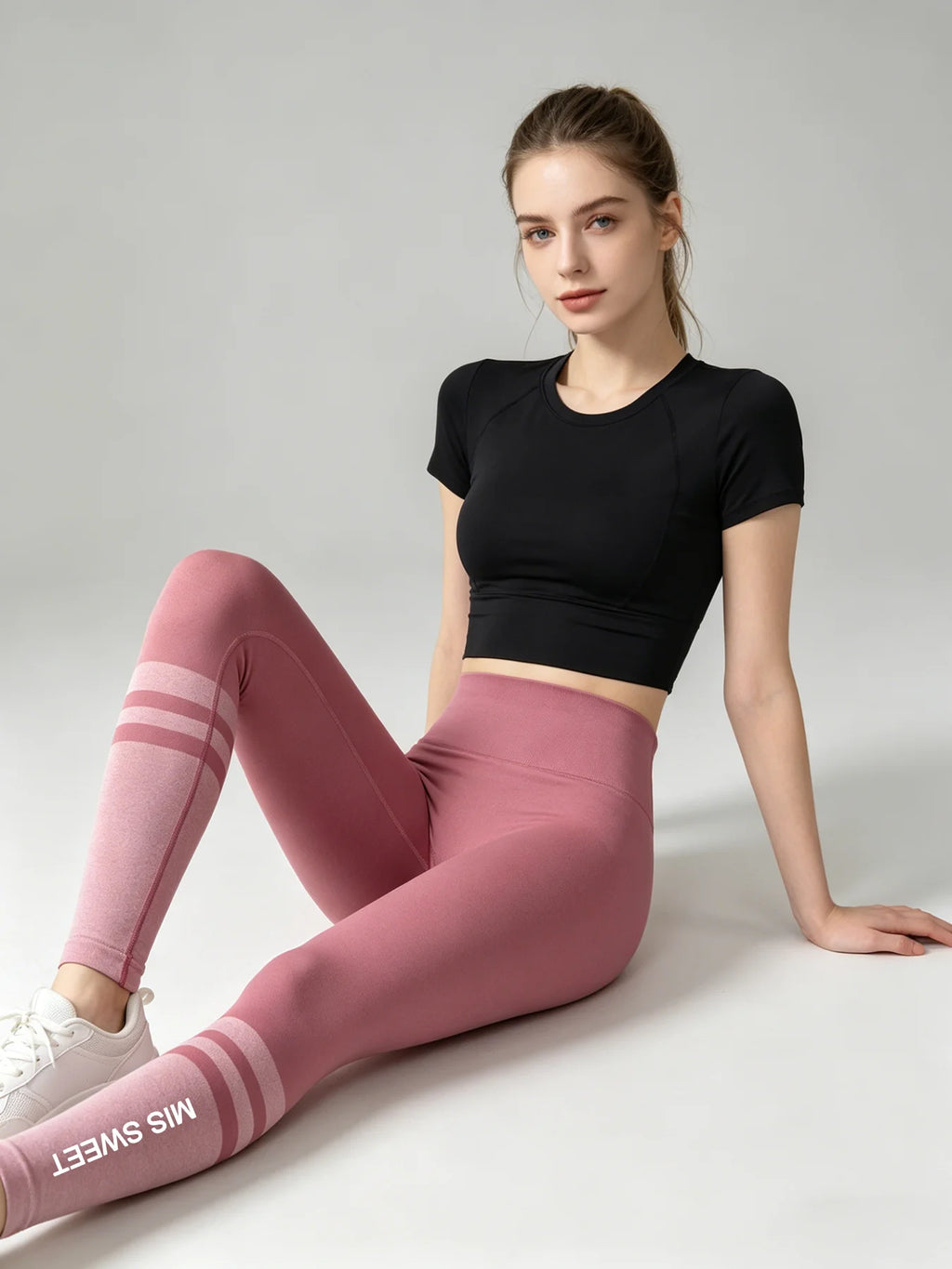 Women's High Waist Seamless Yoga Leggings Butt Lifting Striped Print Fitness Workout Pants