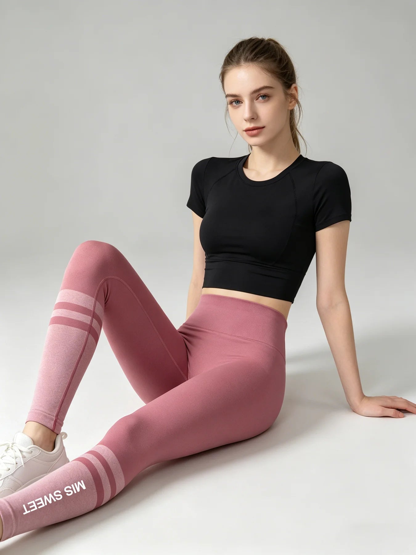 Women's High Waist Seamless Yoga Leggings Butt Lifting Striped Print Fitness Workout Pants