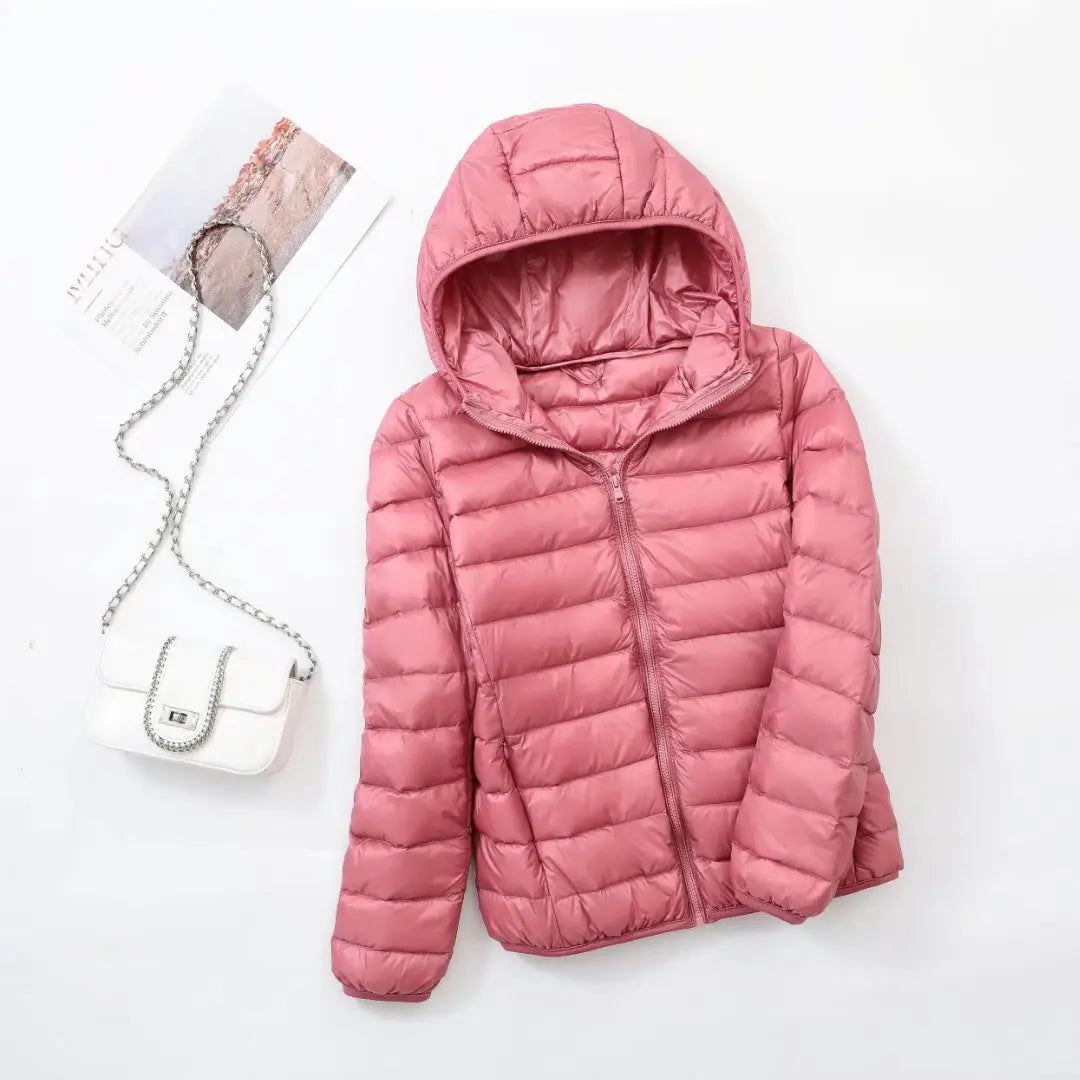 Plus Size Thin Light Down Jacket Women 2023 Autumn Winter Slim Short Hooded Warm White Duck Down Coat Women Outerwear Streetwear