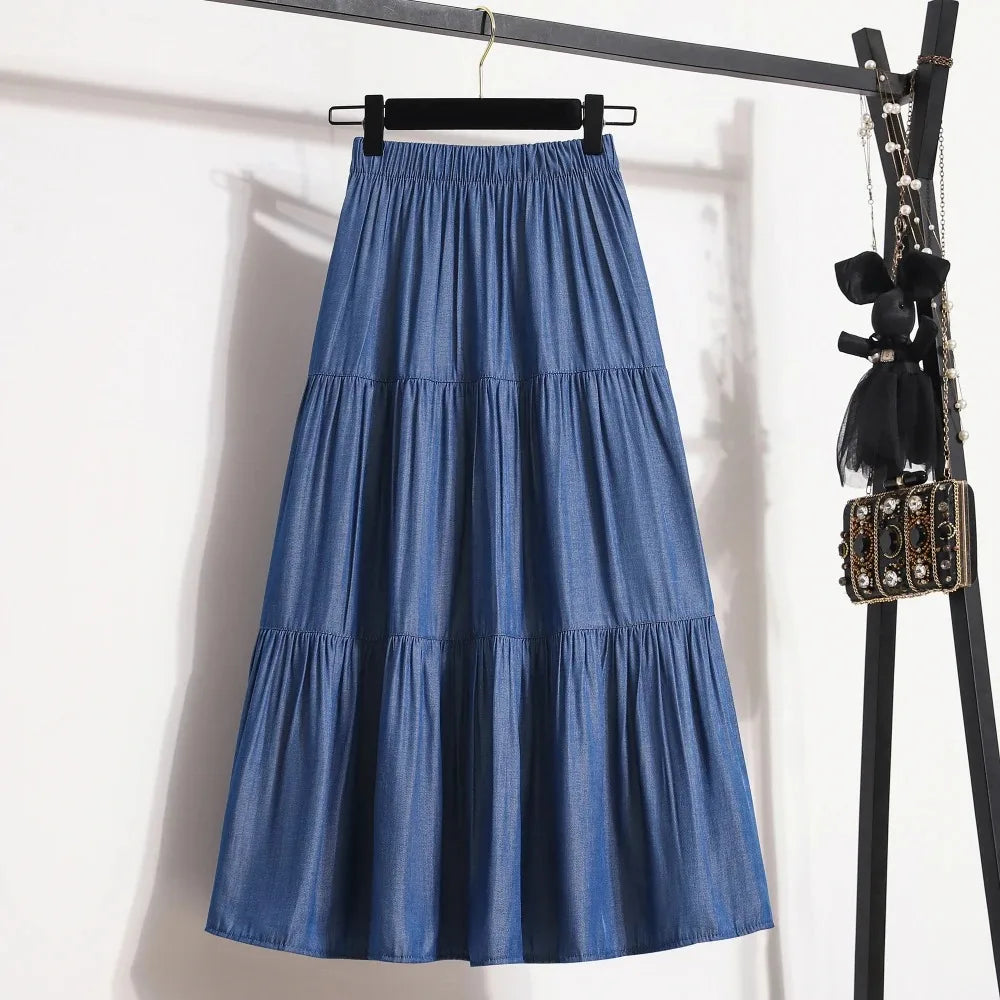 Women's summer fashion temperament tide with high waist skirt loose and thin a line version skirt pleated skirt
