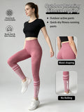 Women's High Waist Seamless Yoga Leggings Butt Lifting Striped Print Fitness Workout Pants