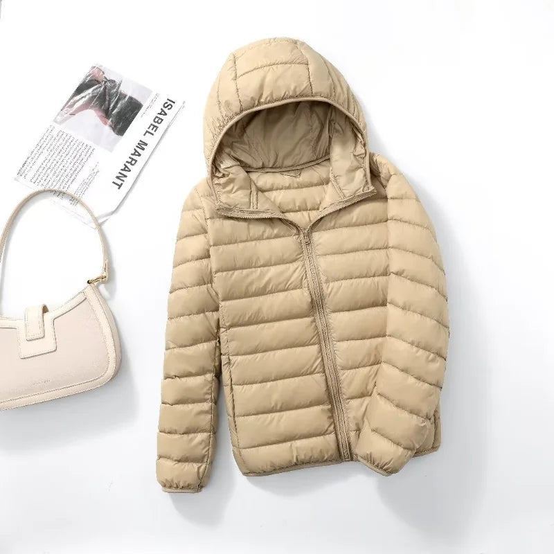 30 Colors Women Fashion Hoodid Short Puffer Jackets 2023 New Arrivals Autumn Winter Female White Duck Down Korean Slim Fit  Coat