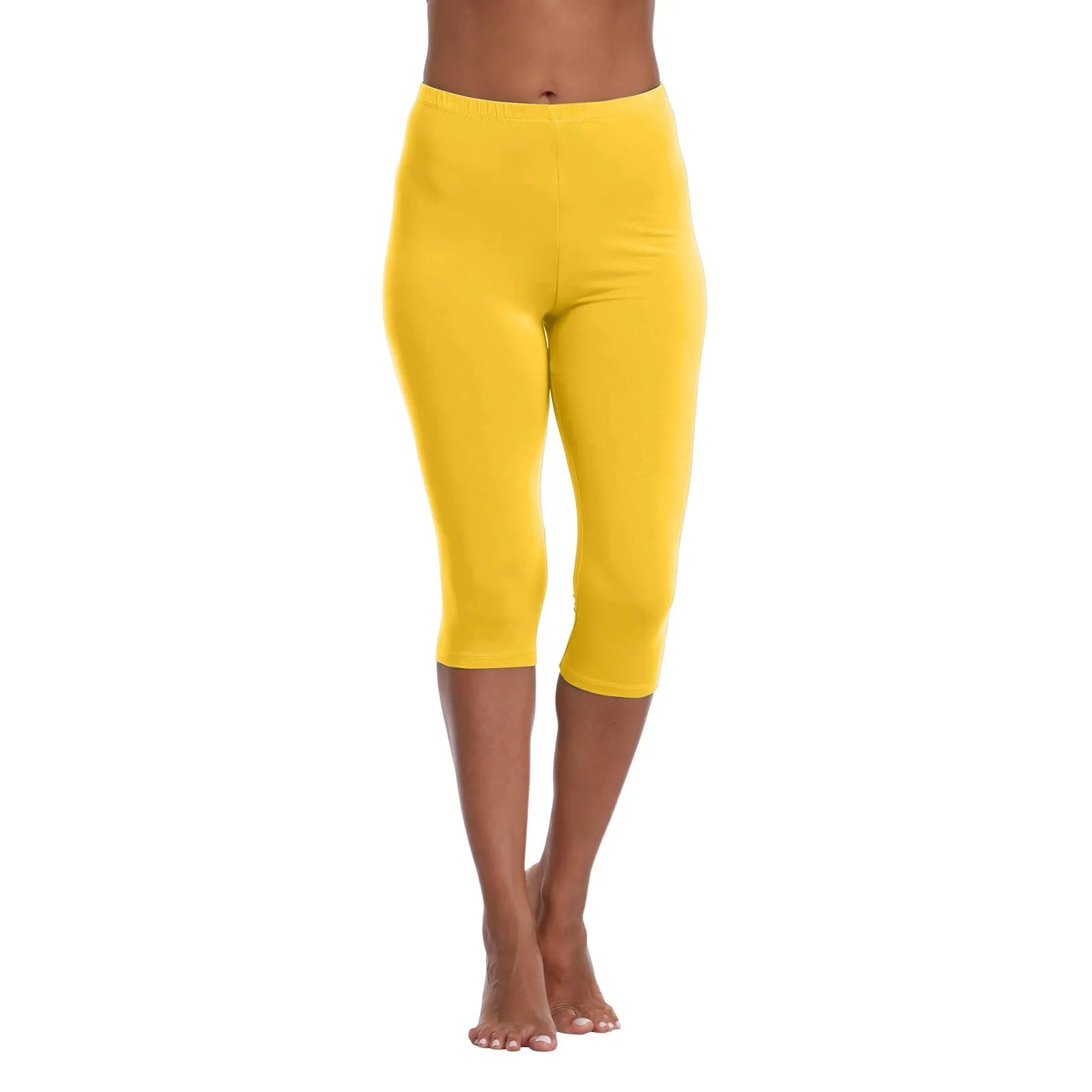 Women's Soft and Comfortable Basic Lightweight Seven Leggings Solid Color Casual Elastic Waist Hip Lift Yoga Pants