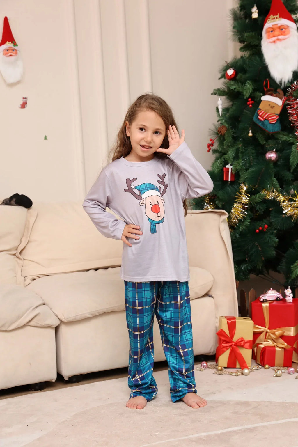 Xmas Gift Mom Daughter Dad Son Matching Pajamas Set Baby Romper Family Christmas Pjs Soft Cute Elk Print Sleepwear Holiday Look