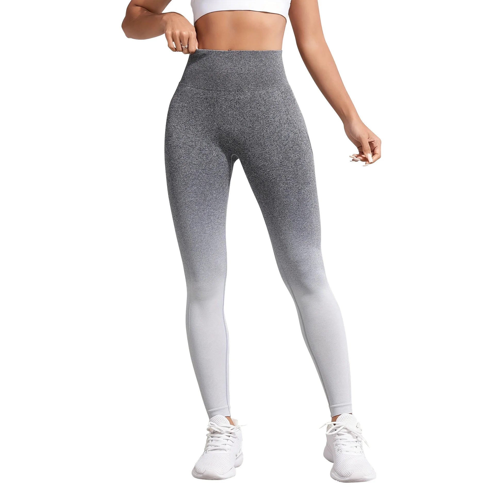 Seamless Gradient Dip Dye Yoga Pants Women Knitted Quick Dry High Waist Hip Lifting Leggings Female Gym Fitness Slim Workout