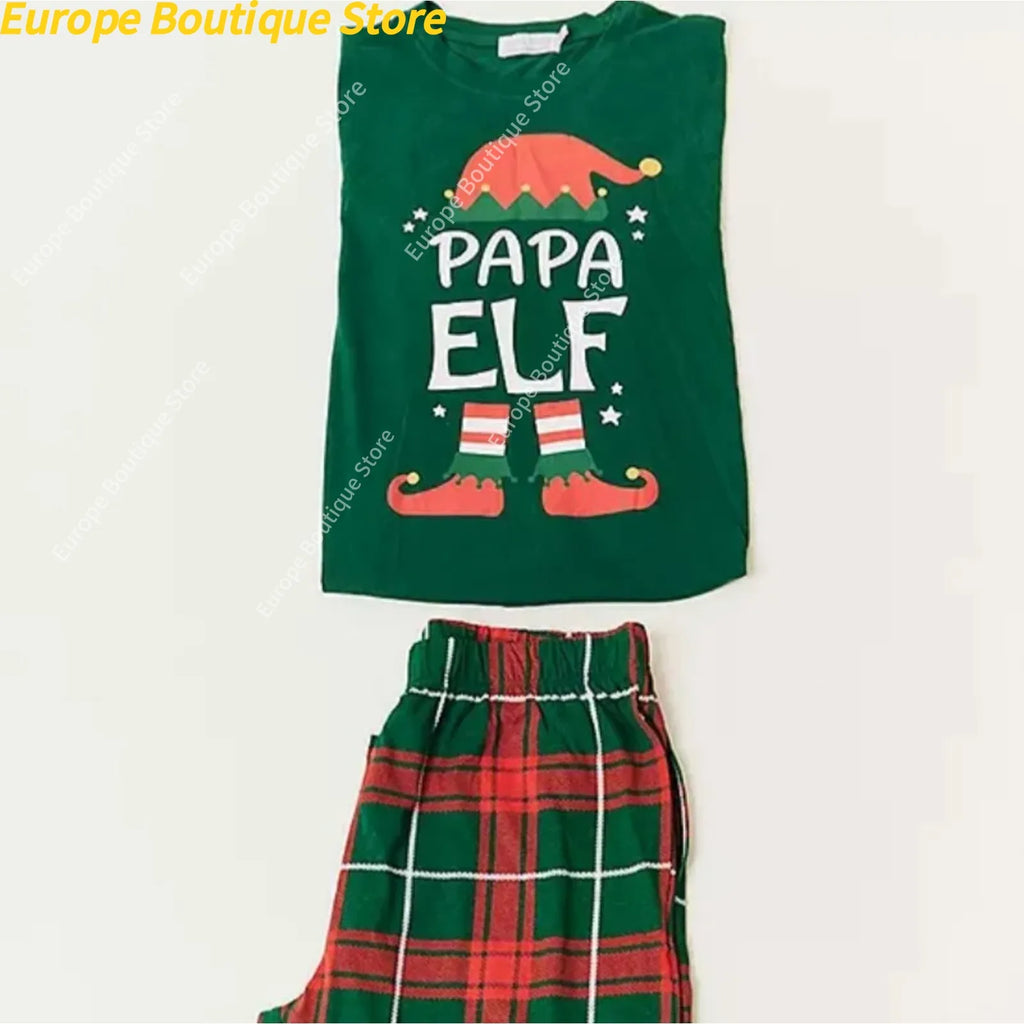 Mom Dad Kids Christmas Print Pajamas Set 2 Piece Pyjama Xmas Family Look Sleepwear Xmas Family Matching Outfits Pjs Loungewear