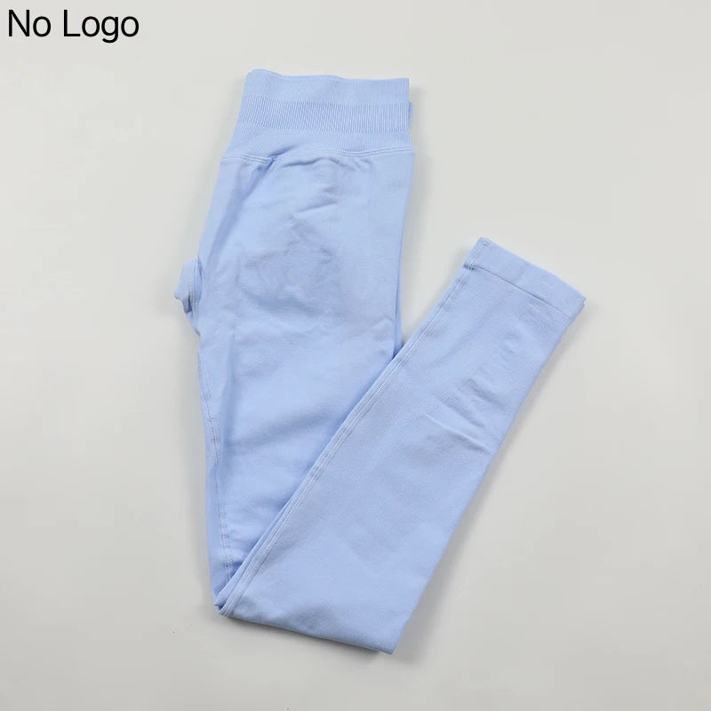 No Logo Sexy V-Back Leggings Seamless Yoga Pants Scrunch Butt Lifting Gym Leggings Low Ribbed Waistband Fitness Sports Tights