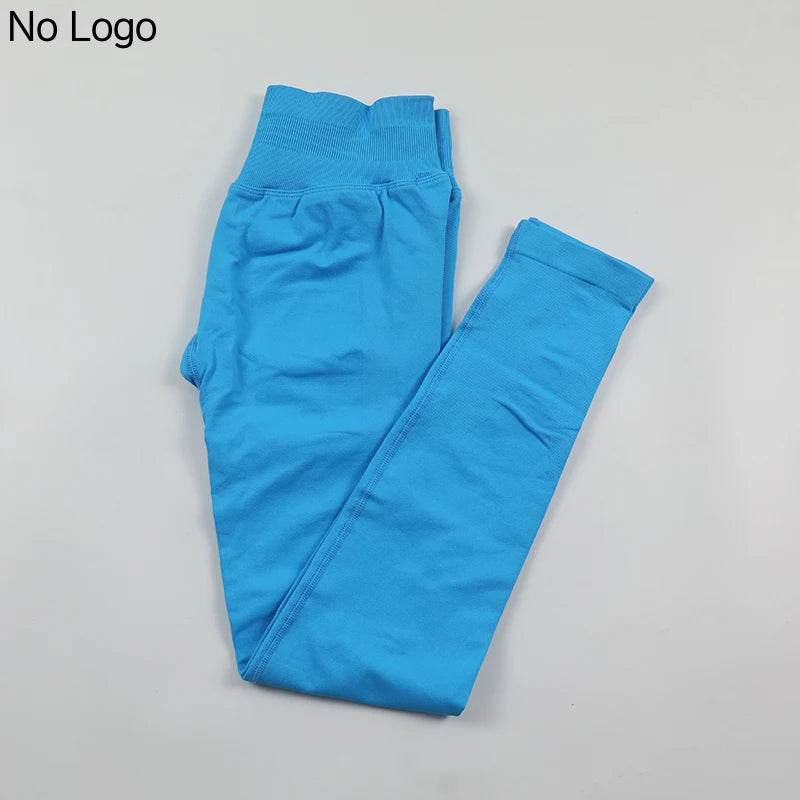 No Logo Sexy V-Back Leggings Seamless Yoga Pants Scrunch Butt Lifting Gym Leggings Low Ribbed Waistband Fitness Sports Tights