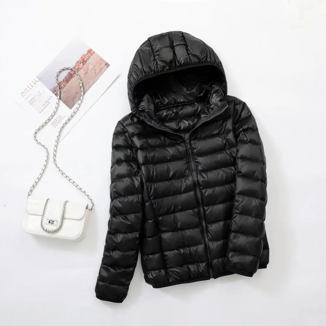 30 Colors Women Fashion Hoodid Short Puffer Jackets 2023 New Arrivals Autumn Winter Female White Duck Down Korean Slim Fit  Coat