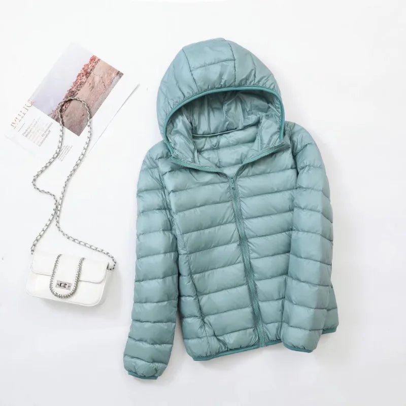 30 Colors Women Fashion Hoodid Short Puffer Jackets 2023 New Arrivals Autumn Winter Female White Duck Down Korean Slim Fit  Coat