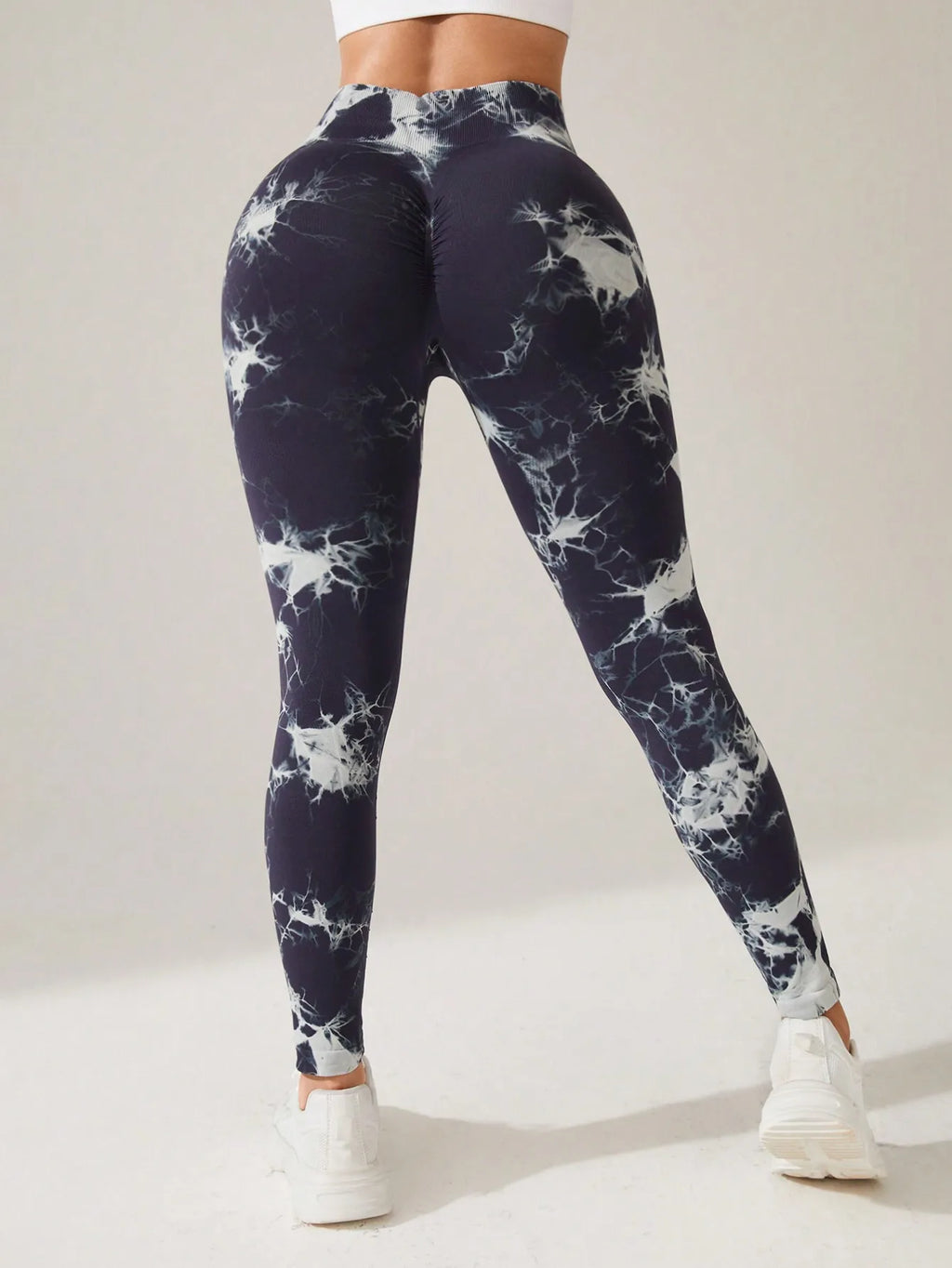 Women Seamless High Waist Tie Dye Yoga Leggings, Butt Lifting Compression Tummy Control Workout Gym Fitness Pants