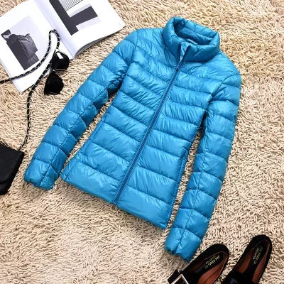 Women's Fashion Hooded Short Puffer Jackets 2025 New Spring Winter 90% White Duck Down Lightweight Packable female Warm Parka