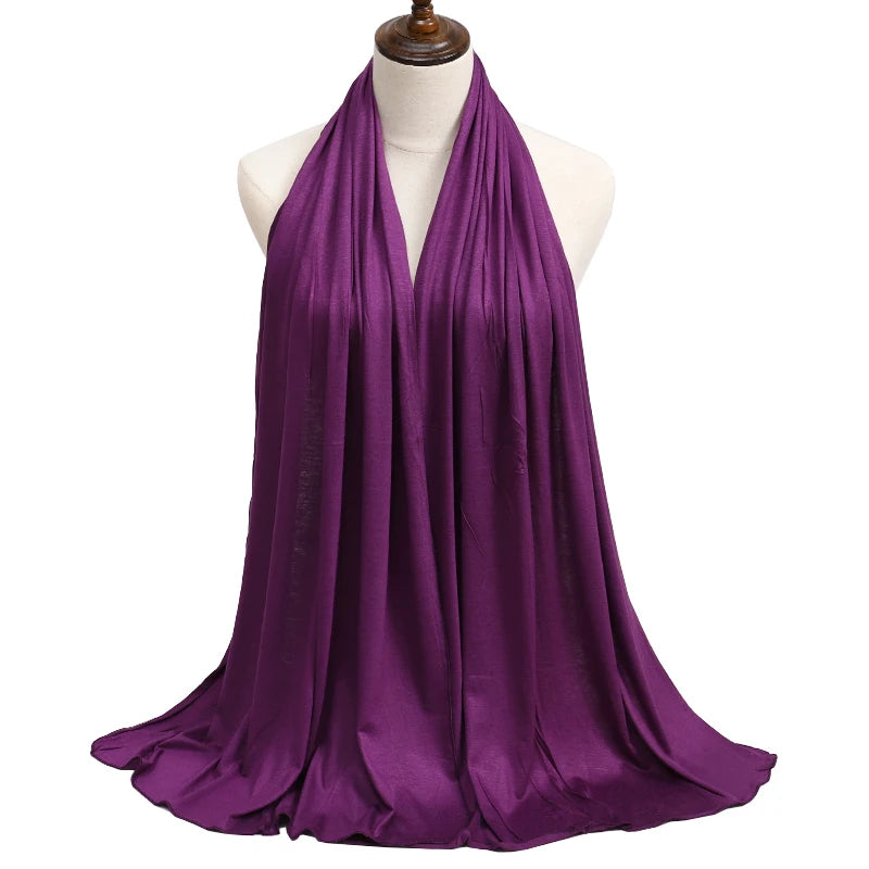 New Jersey Womens Muslim Ramadan Fashion Modal Cotton Jersey Hijab Womens High Quality Solid Color Soft Hijab Long African Scarf