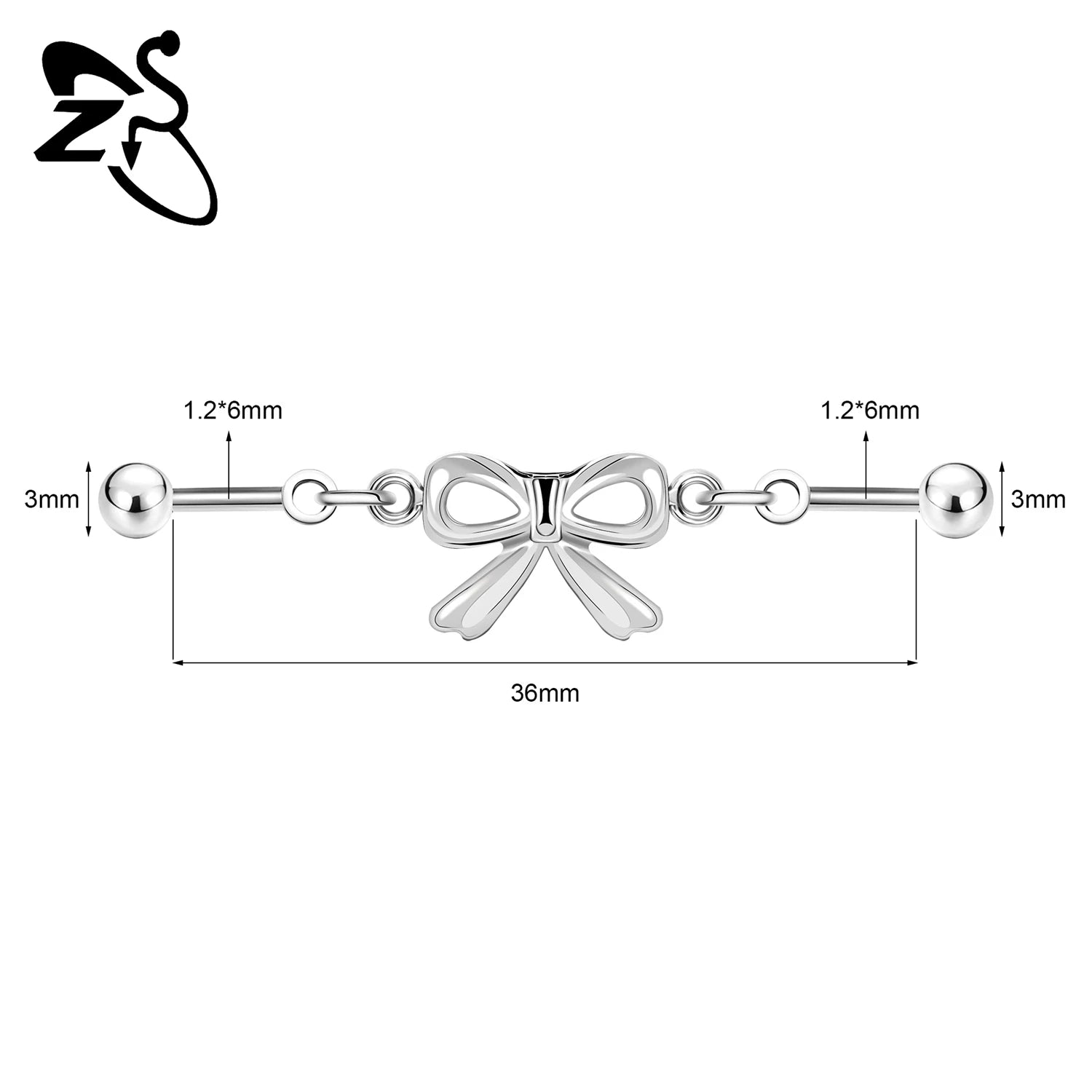ZS 1 Piece 14/16G Stainless Steel Long Industrial Barbell Ring 22-52MM Butterfly Cat Cartilage Helix Earring Piercings Jewelry
