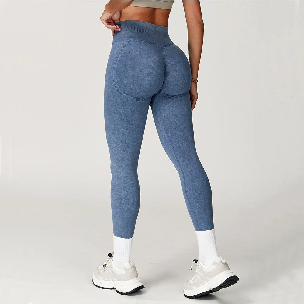 Women Yoga Pants Sports Leggings Seamless Sports Yoga Pant High Waist Ribbed Gym Clothes Fitness Workout Wear Scrunch Bum Tights
