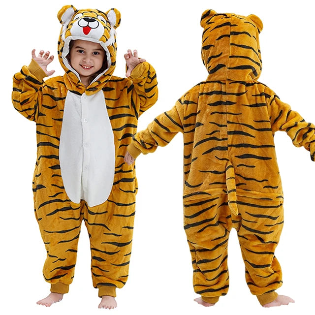 MICHLEY carnival Flannel Pajamas Child Sleepwear Jumpsuit Onesies Animal Cartoon Clothes Winter Halloween For Boys Girls Family