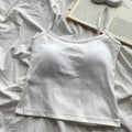 1PC Korean Women's Solid Color Spaghetti Straps Sleeveless Slim Camisole With Chest Pad