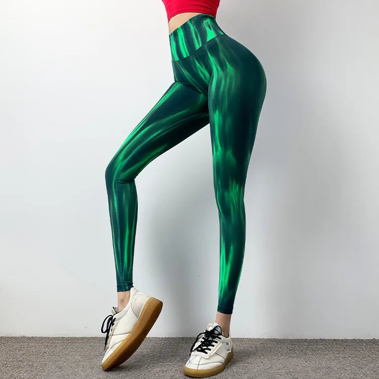 New Women Tie Dyed Seamless Leggings Scrunch Fitness High Waist Yoga Pants Soft Nylon Workout Elastic Gym Training Leggins