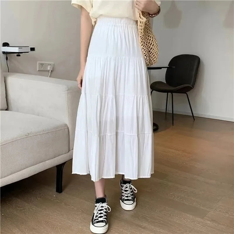 Women's summer fashion temperament tide with high waist skirt loose and thin a line version skirt pleated skirt