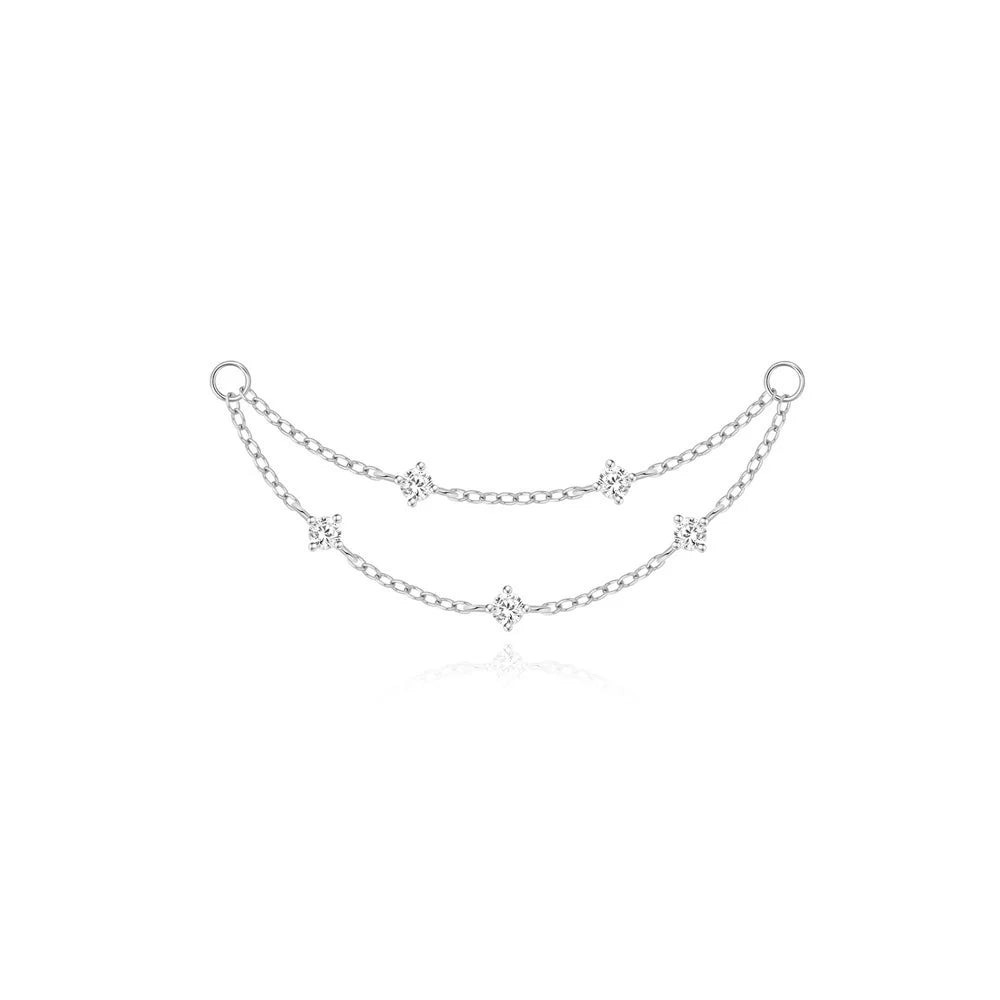 ROXI 925 Sterling Silver DIY 1 Piece Tassel Chain zircon Charms accessory for Women Circle/Piercing Earrings Perforated Jewelry