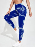 Hip Liftting Seamless Fitness Yoga Leggings Tie Dye Exercise Tights For Women Tummy Control High Waist Workout Pants