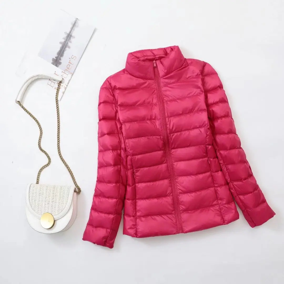30 Colors Women Fashion Hoodid Short Puffer Jackets 2023 New Arrivals Autumn Winter Female White Duck Down Korean Slim Fit  Coat