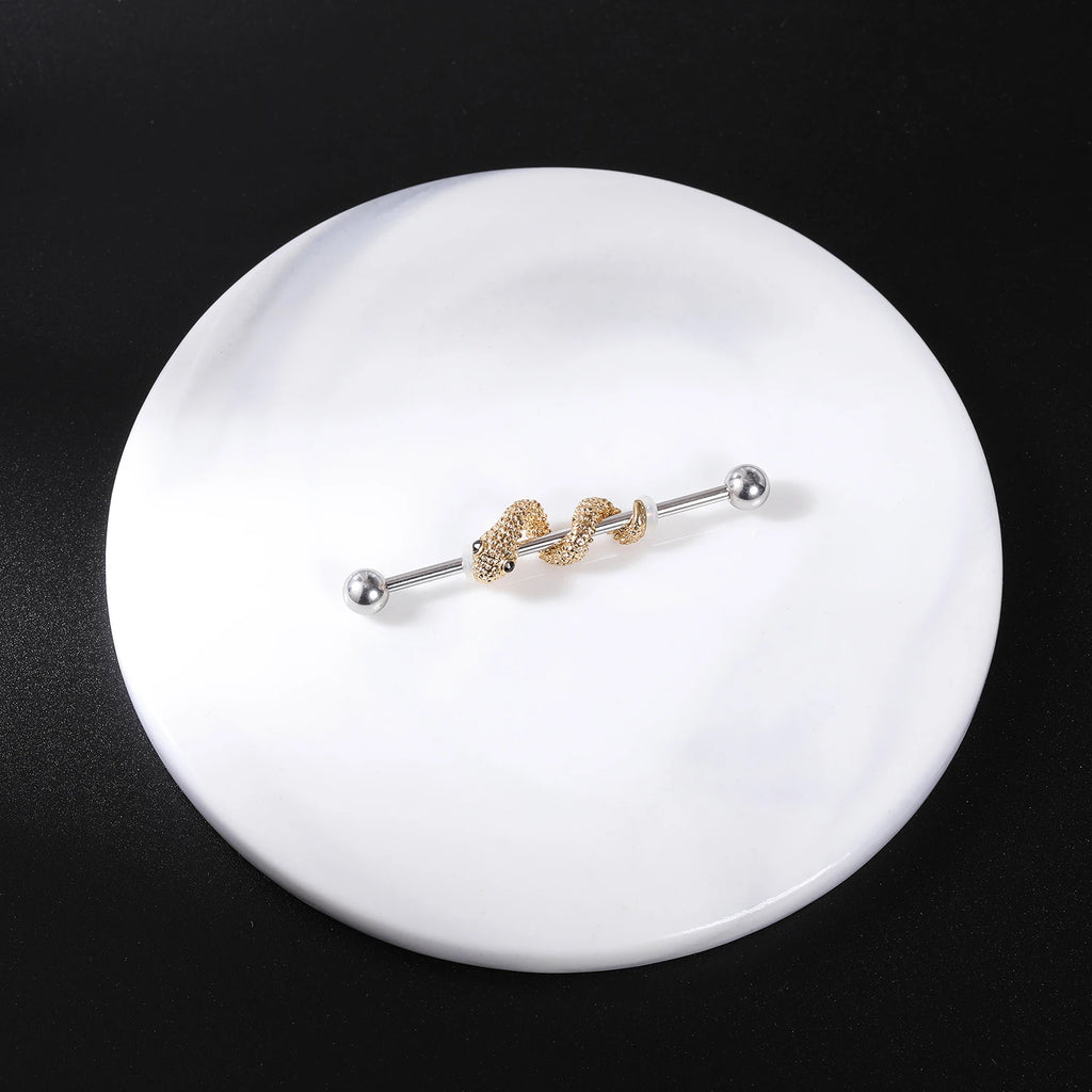 AOEDEJ Industrial Piercing Earring Women Stainless Steel Helix Ear Piercing Dragon Snake Long Earring Jewelry Barbell Earring