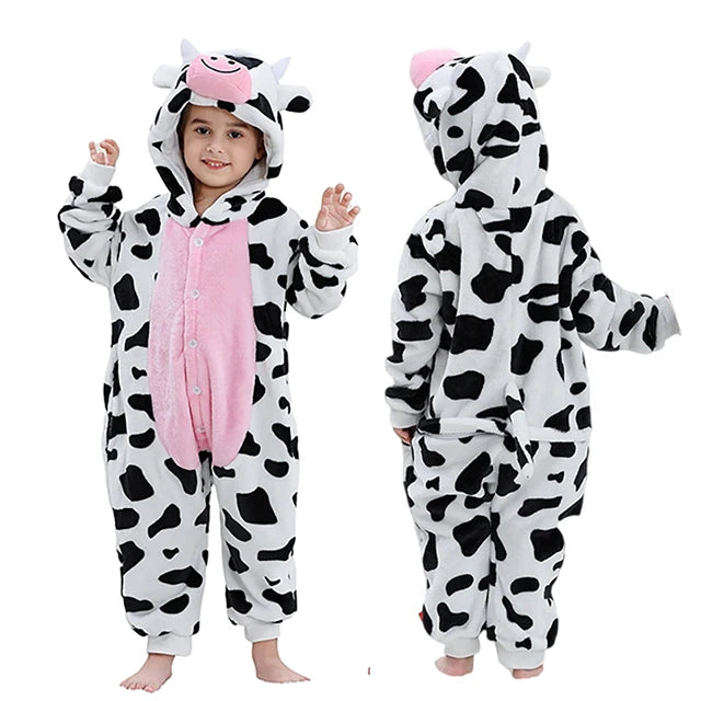 MICHLEY carnival Flannel Pajamas Child Sleepwear Jumpsuit Onesies Animal Cartoon Clothes Winter Halloween For Boys Girls Family