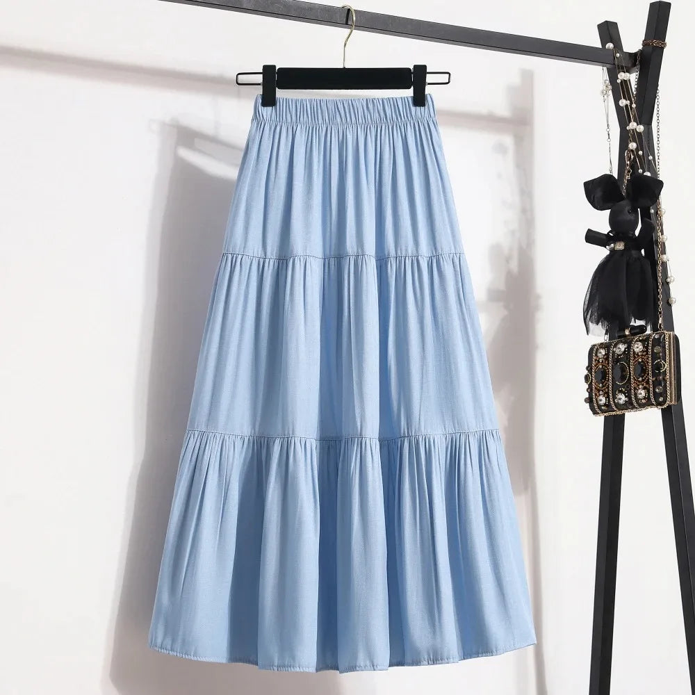 Women's summer fashion temperament tide with high waist skirt loose and thin a line version skirt pleated skirt