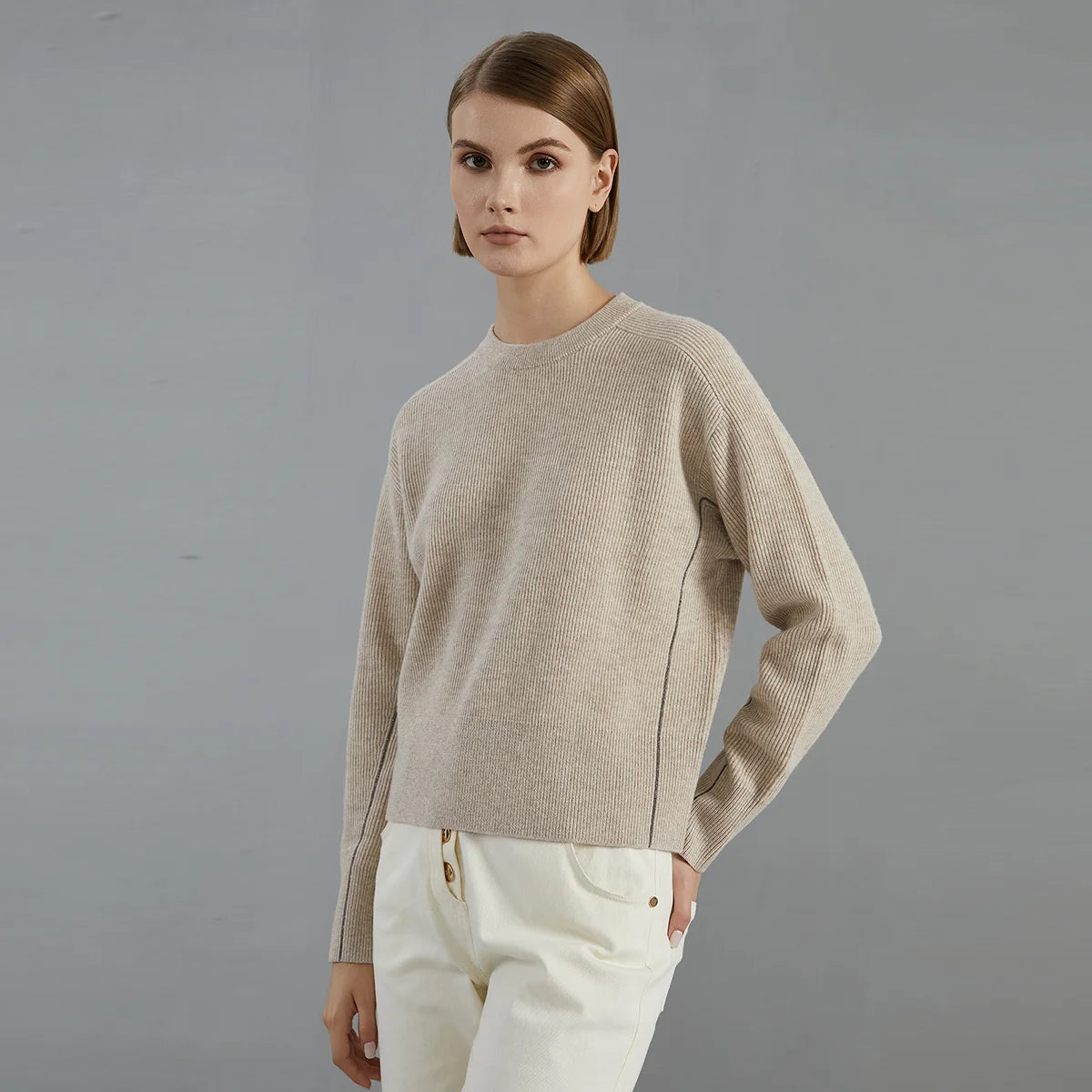 BC705 100% Merino Wool Crew Neck Knit pullover Sweater High Quality Luxury Brand Womens clothing