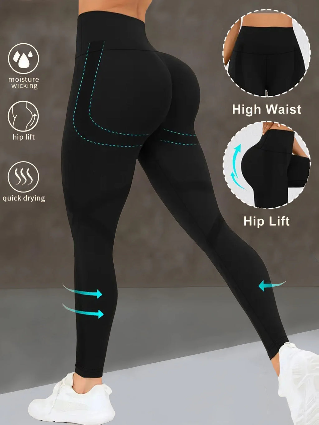 Womens Sports High Waist Skinny Leggings Elastic Slim Tummy Control Hip Lifting For Yoga Running Outdoor Cycling