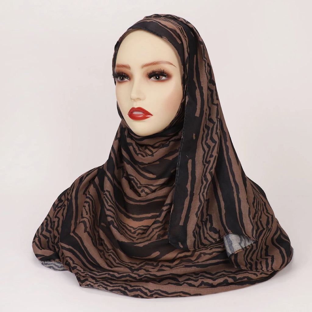 1Pcs Ramadan Hijab Leopard Print Women Bohemian Watercolor Soft Muslim Hijabs Floral Breathable Shawl Wrap Scarf Headscarf Warm