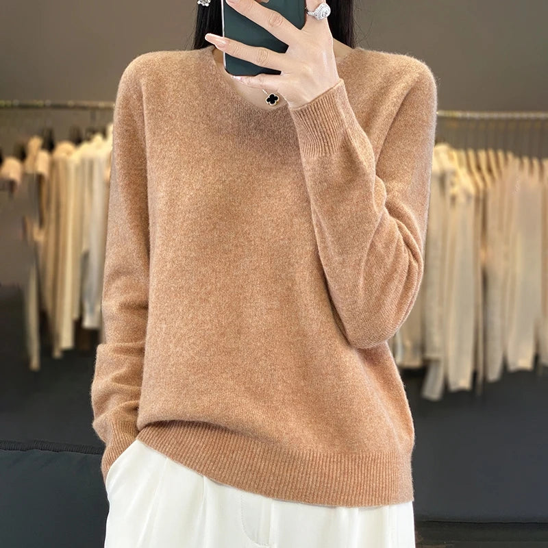 New Women's V-neck First-line Ready-To-Wear Sweater Long Sleeve Jumper Loose Fashion Comfortable Solid Color SweaterZD