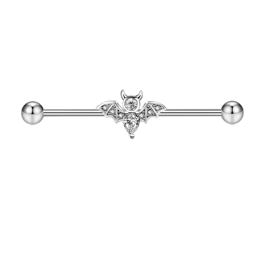 316L Surgical Steel Industrial Barbell Earrings Heart Arrow for Women Men Helix Conch Cartilage Piercing Jewelry 38mm 14g Bar
