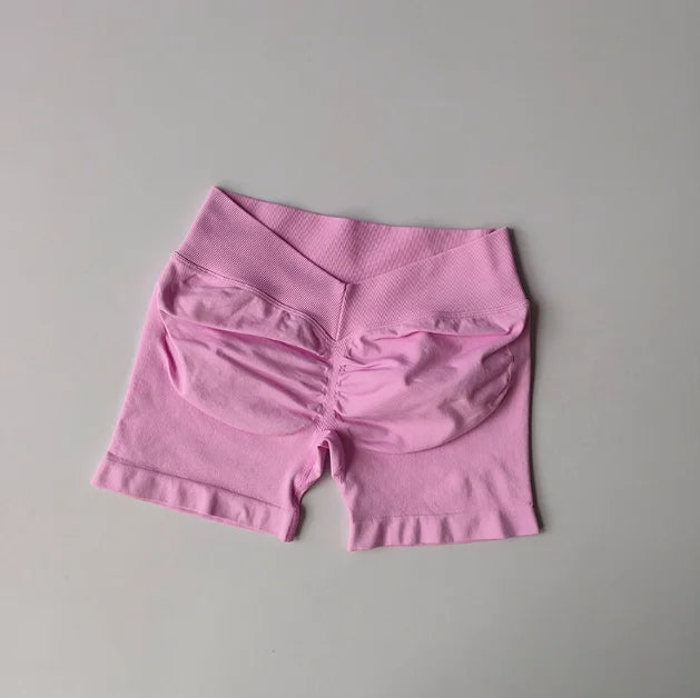 Seamless Workout Shorts for Women, V-Waistband Tight Fit Shorts, 3-Inch Yoga Running Shorts