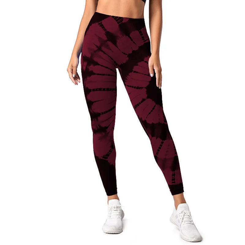 Tie Dye High Waist Leggings, Women's Tummy Control Butt Lift Workout Yoga Pants