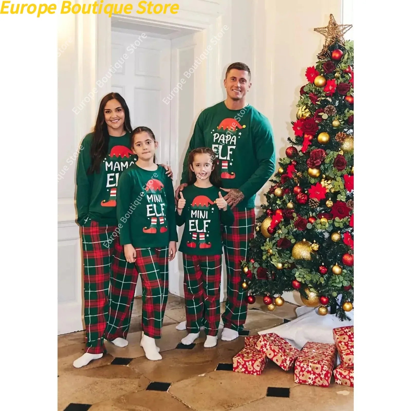 Mom Dad Kids Christmas Print Pajamas Set 2 Piece Pyjama Xmas Family Look Sleepwear Xmas Family Matching Outfits Pjs Loungewear