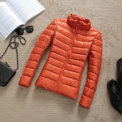 Women's Fashion Hooded Short Puffer Jackets 2025 New Spring Winter 90% White Duck Down Lightweight Packable female Warm Parka