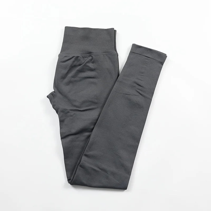 No Logo Sexy V-Back Leggings Seamless Yoga Pants Scrunch Butt Lifting Gym Leggings Low Ribbed Waistband Fitness Sports Tights