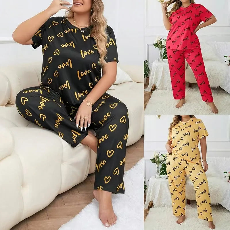Plus size Women's Pajamas Set Sleepwear Spring Long Sleeve Tops Shorts Home Clothes  Pyjama Femme Loungewear Pijama Mujer