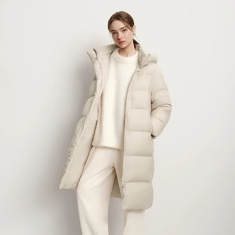 Semir Long Down Jacket Women Waterproof Hooded Coat 2025 Winter New Loose Girls' Jacket Multi-Color Thicken Windbrake Down Coat