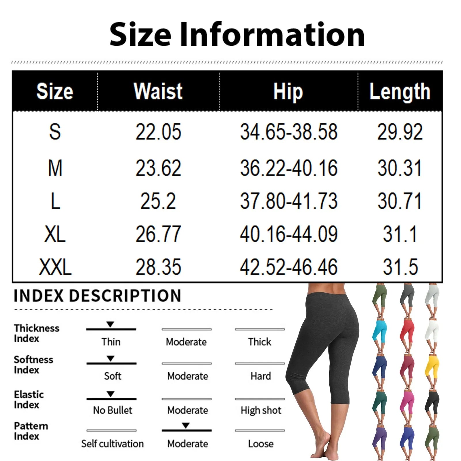 Women's Soft and Comfortable Basic Lightweight Seven Leggings Solid Color Casual Elastic Waist Hip Lift Yoga Pants