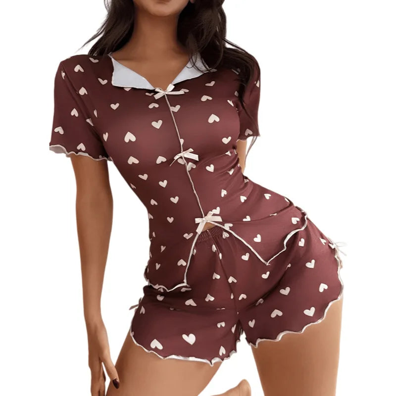 Pyjama Femmes Sexy Short Sleeve Sleepwear Pajama Women Pajamas Sleepwear for Sleeping Women's Pajamas With Trousers Sets Woman