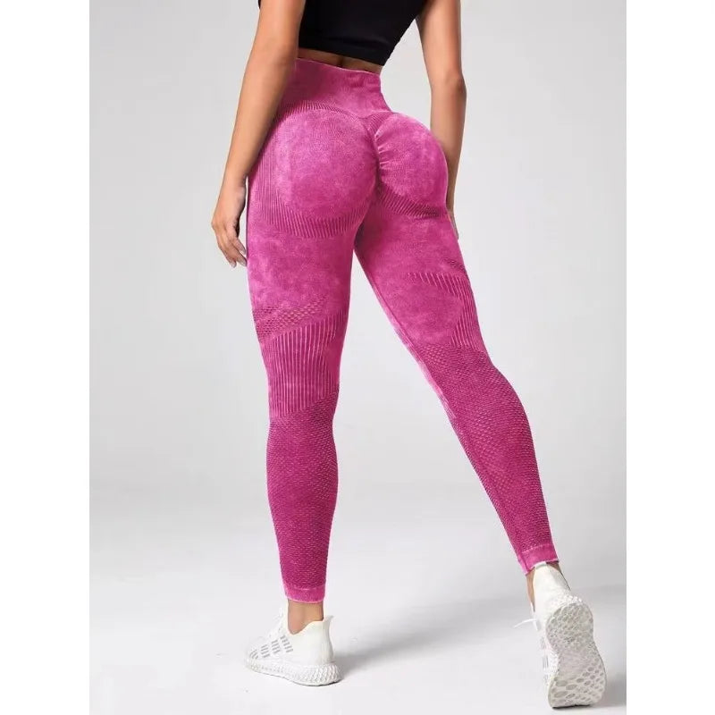 Hollow Out Leggings Women Seamless Slim Tights Frosted Water Washing Fitness Pants High Waist Hip Liftting Stretchy Yoga Pants