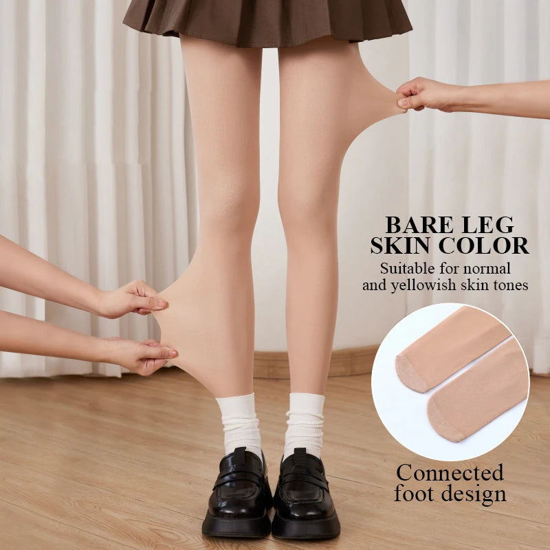 Kave Nude Leggings Winter Warm Double-layer Pile and Thicken Silk Stockings for Women Natural Autumn Flesh-colored Pantyhose