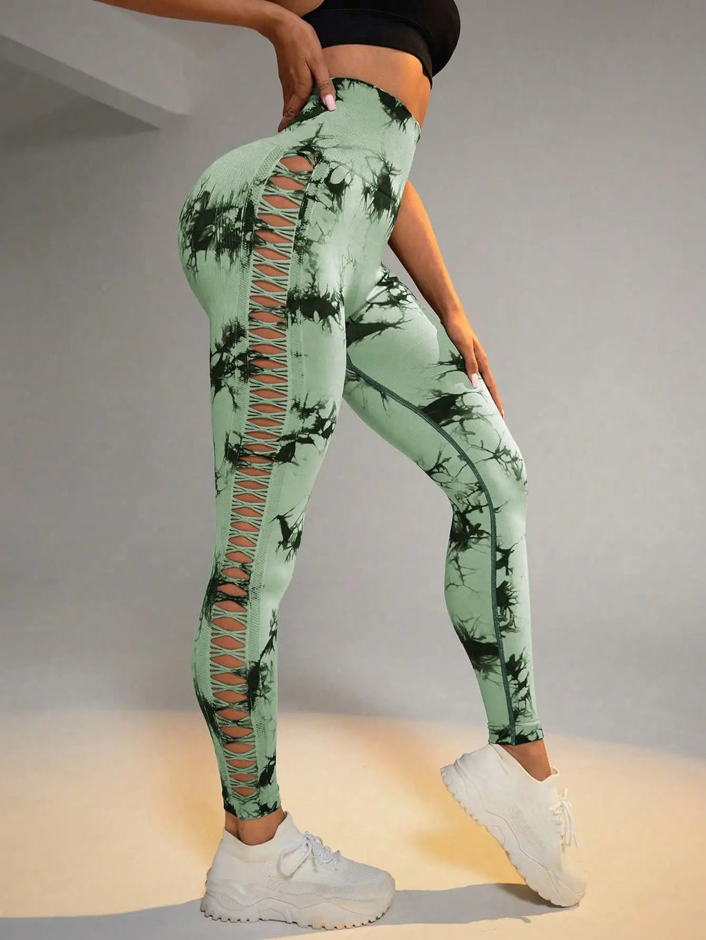 Tie Dye High Waist Leggings Women Scrunch Butt Lifting Yoga Pants Seamless Workout Leggings For Women Side Mesh Gym Leggings