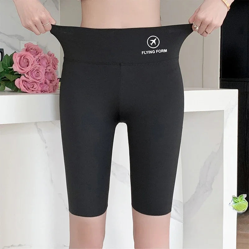 Summer Shark Bottoming Trousers Female External Wear Thin Section High Waist Lift Hip Elastic Yoga Five-minute Trousers Female
