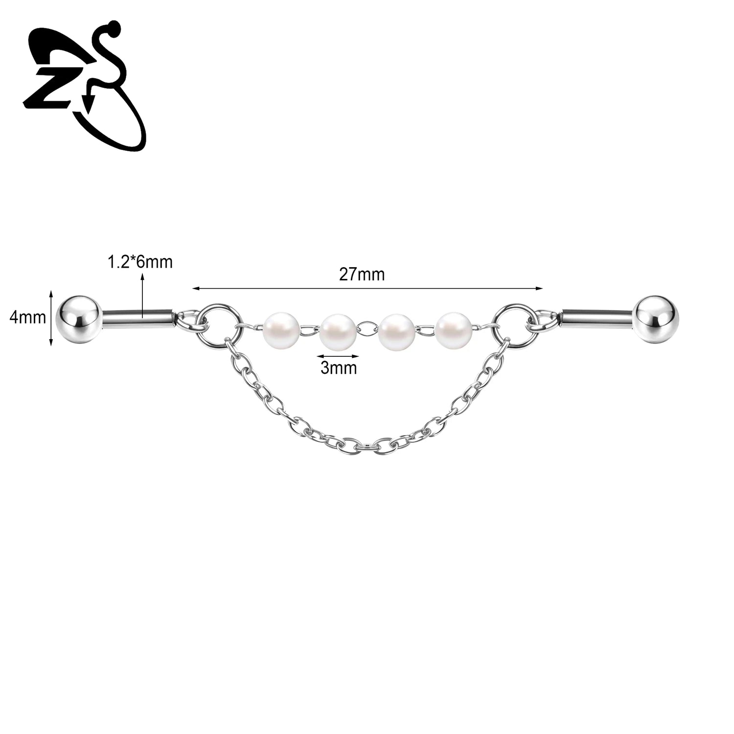 ZS 1 Piece 14/16G Stainless Steel Long Industrial Barbell Ring 22-52MM Butterfly Cat Cartilage Helix Earring Piercings Jewelry